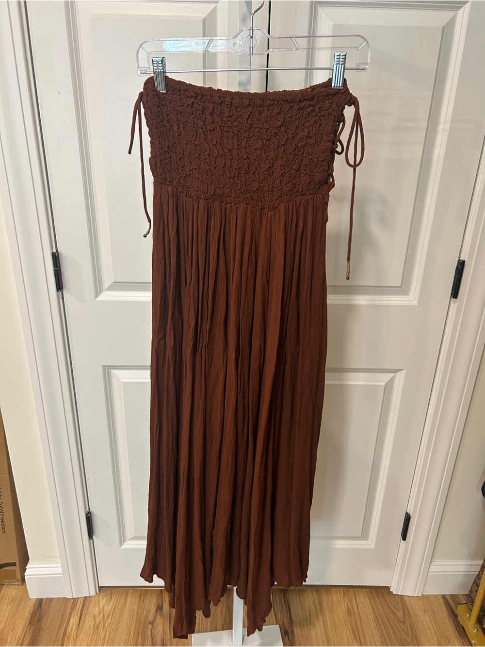 Free People Brown Smocked Maxi Dress